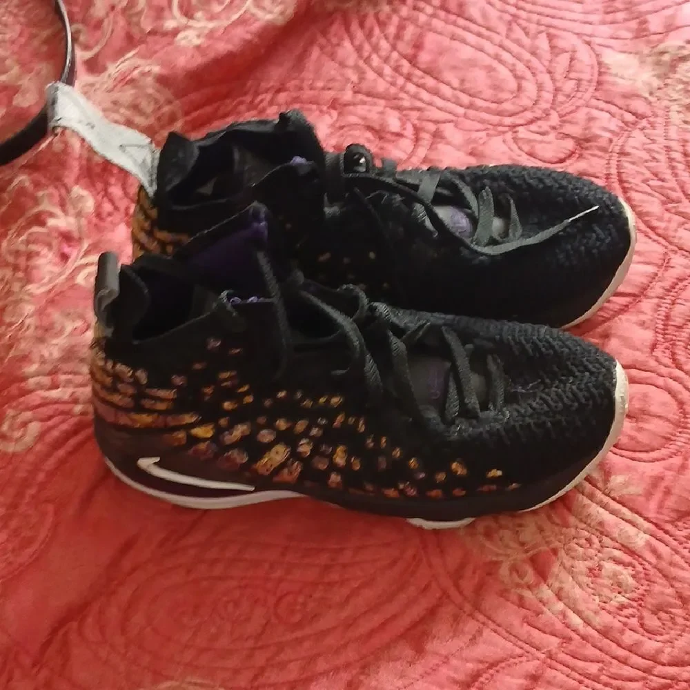 LeBron 17 Black and Gold Athletic Sneakers